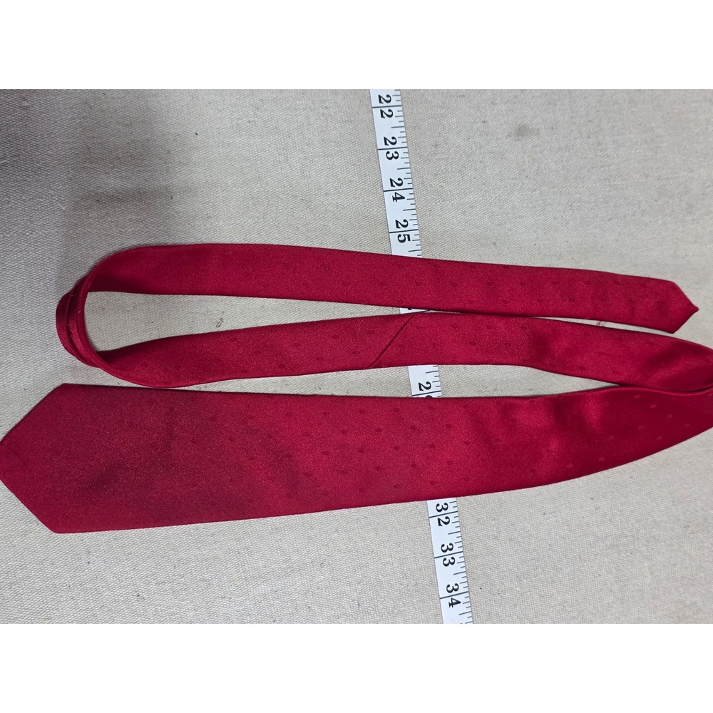 Wembley Mens Red Polka Dot Jacquard Satin Necktie Classic Formal Silk Blend Tie